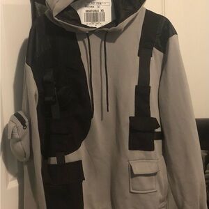 Gray and Black Hoodie with Pockets